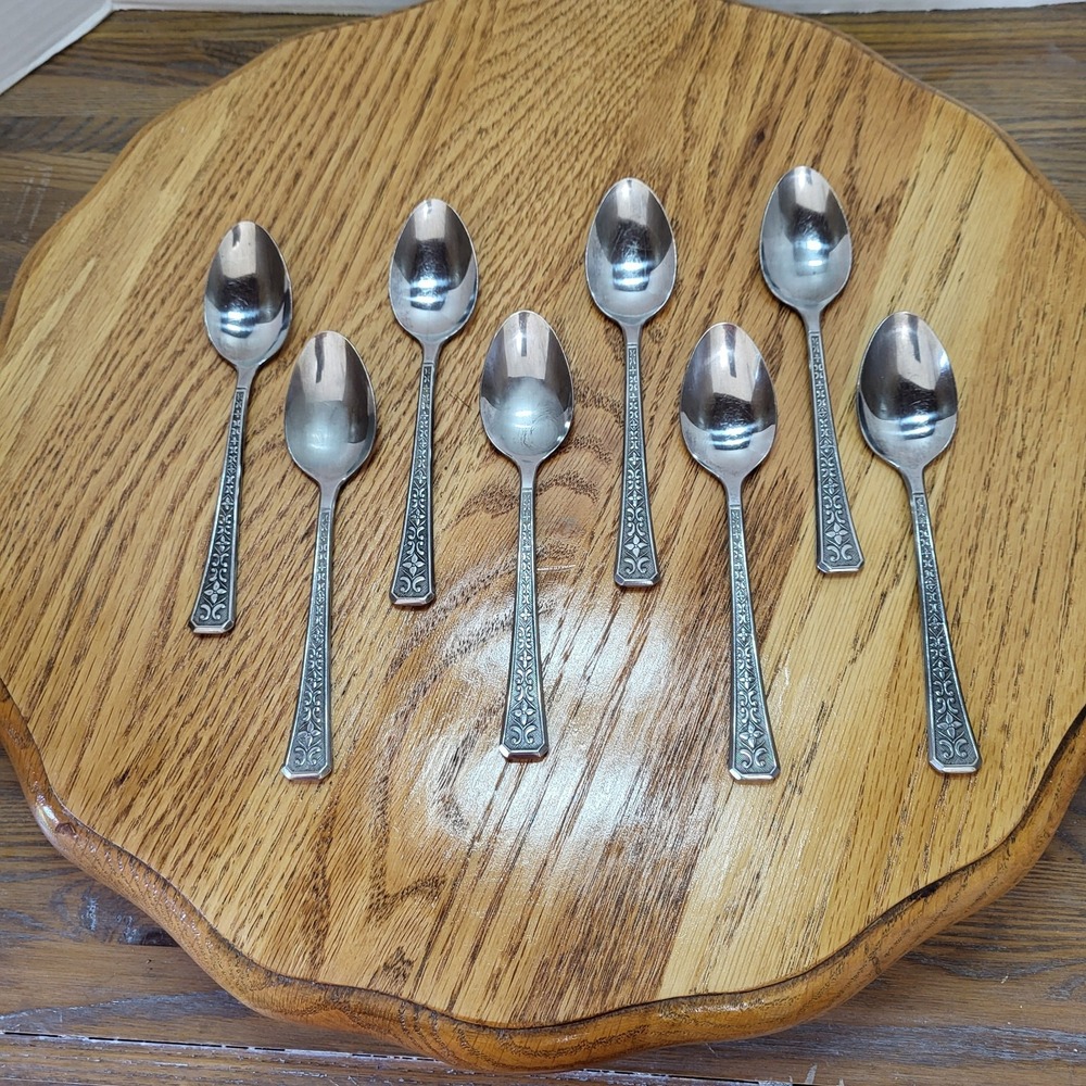 VTG Interpur Florenz Stainless Steel Flatware Japan MCM Set of 8 Teaspoons